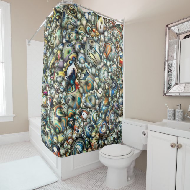 Colourful 3D Abstract Shower Curtain (In Situ)
