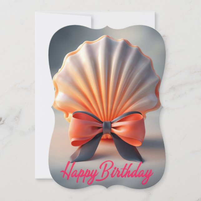 Colourful 3D Birthday Card With Shell And Bow (Front)