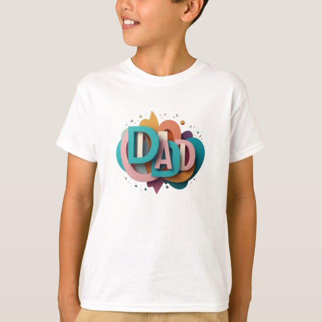 Colourful 3D “DAD” Graphic Design | Boys T-Shirt (Front)