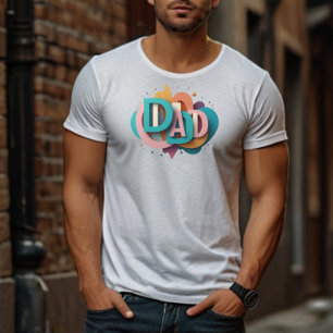 Colourful 3D “DAD” Graphic Design Men's T-Shirt
