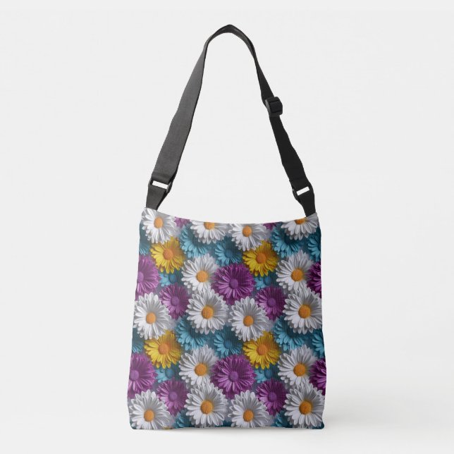Colourful 3D Daisy Seamless Pattern Crossbody Bag (Front)