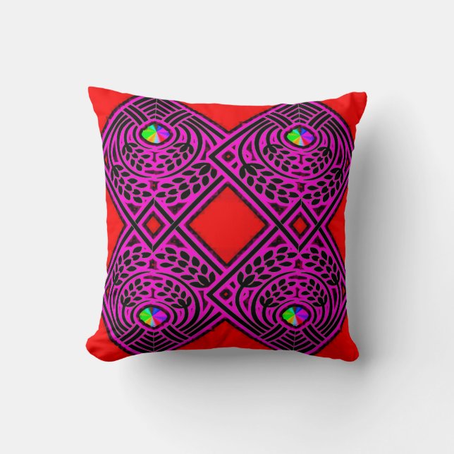 Colourful 3D Digital Art Throw Pillow | 16x16 Perf (Front)