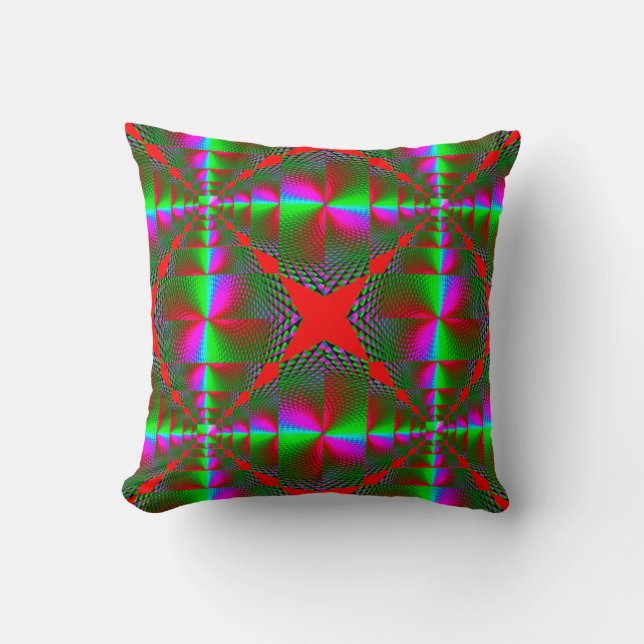 Colourful 3D Digital Art Throw Pillow | 16x16 Perf (Front)