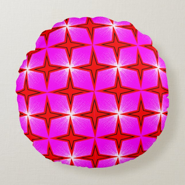 Colourful 3D Digital Design Round Throw Pillow (Front)