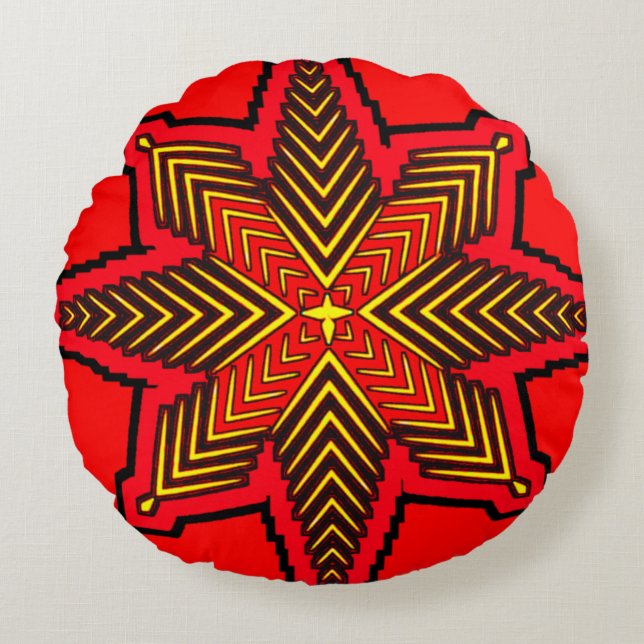 Colourful 3D Digital Design Round Throw Pillow  (Front)