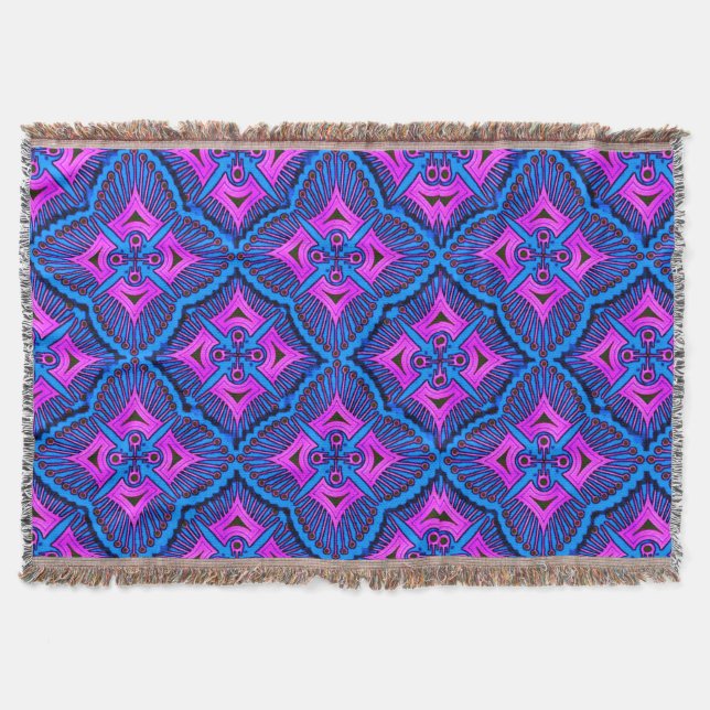 Colourful 3D Digital Design Throw Blanket (Front)
