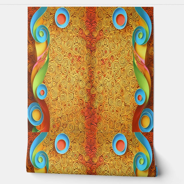 Colourful 3D Digital Peel and Stick Wallpaper  (Unrolling)