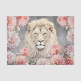 Colourful 3D Florals & Lion Charcoal Background Tissue Paper