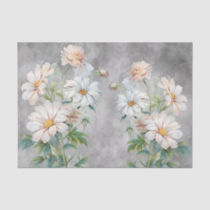 Colourful 3D Florals on Charcoal Grey Background Tissue Paper