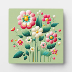 Colourful 3d flowers plaque