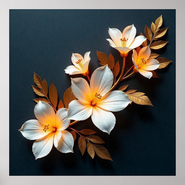 Colourful 3d flowers poster (Front)