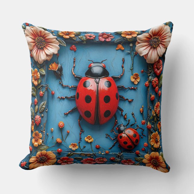 Colourful 3d ladybug cushion (Front)
