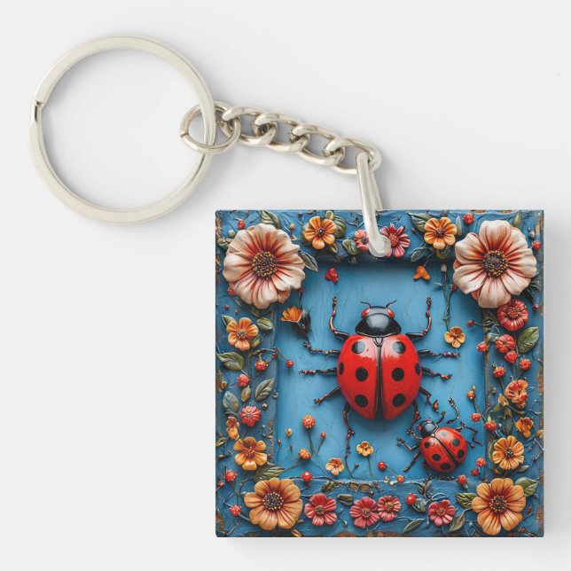 Colourful 3d ladybug key ring (Front)
