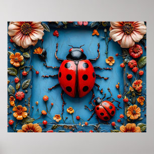 Colourful 3d ladybug poster