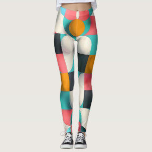 Colourful 3D Spheres and Geometric Grid Pattern Leggings
