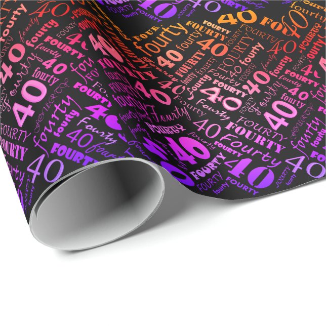 Colourful 40th Birthday Gift Wrapping Paper (Roll Corner)