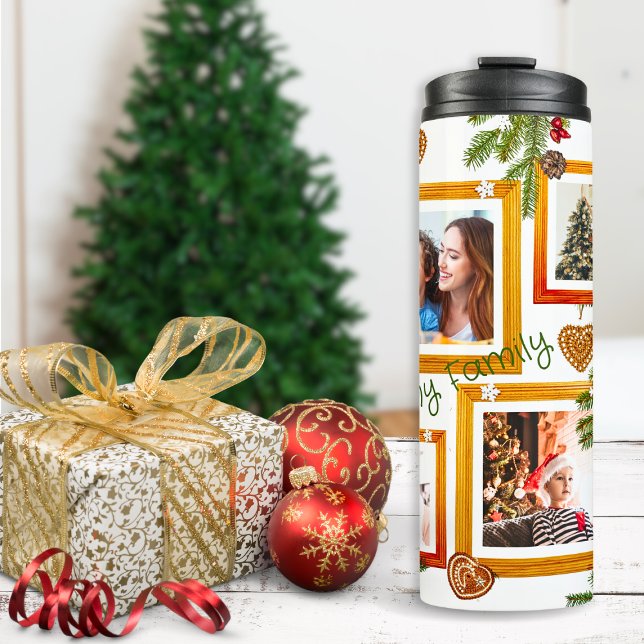 Colourful 4 Photo Collage Crafty Christmas Tree Thermal Tumbler (Creator Uploaded)