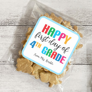Colourful 4th Grade School Sticker (Square)