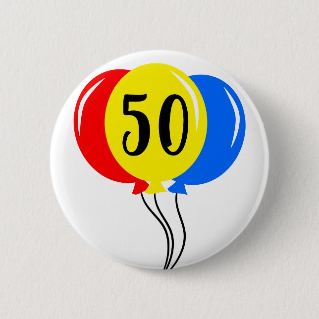 Colourful 50th Birthday Balloons 6 Cm Round Badge (Front)