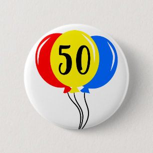 Colourful 50th Birthday Balloons 6 Cm Round Badge