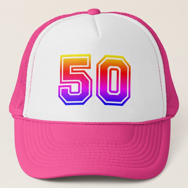 Colourful 50th Birthday Party Trucker Hat (Front)