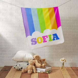 Colourful 5 letter name rainbow cloud  baby blanket