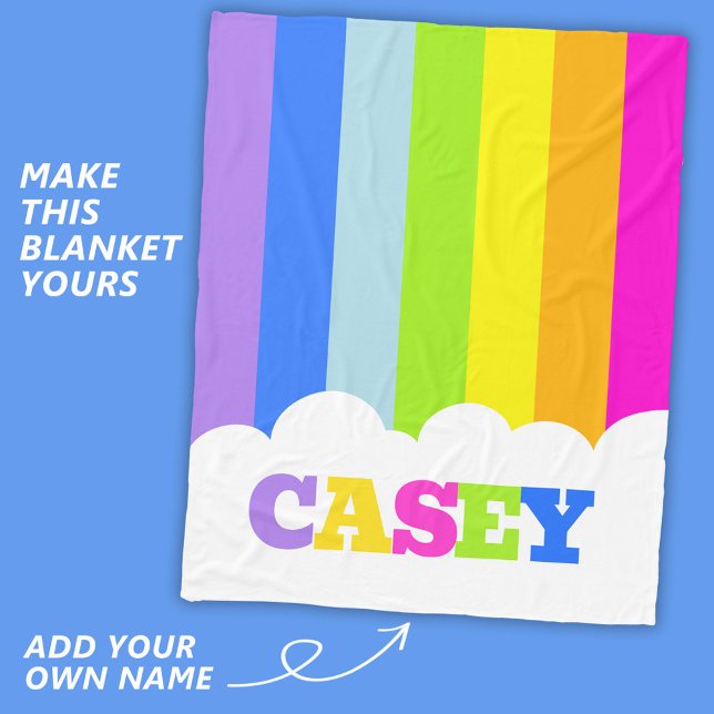 Colourful 5 letter name rainbow cloud  fleece blanket (Creator Uploaded)