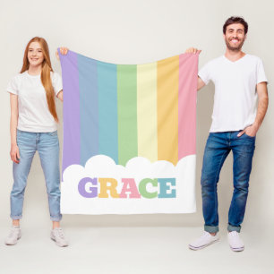 Colourful 5 letter name rainbow earth tones cloud fleece blanket