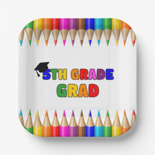 Colourful 5th Grade Graduation Party Paper Plate