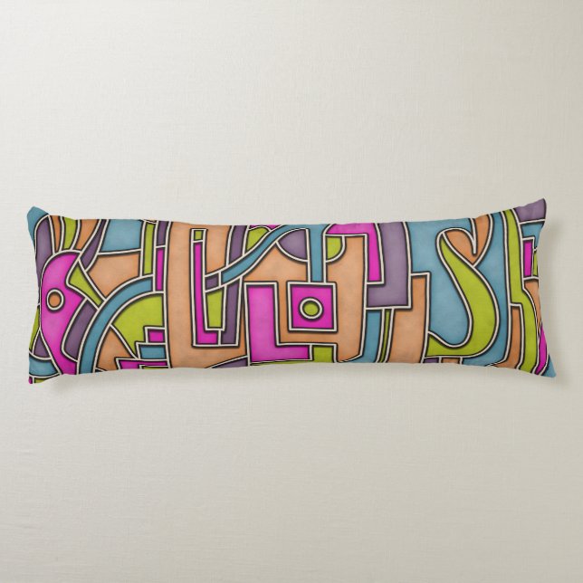 Colourful 60s Mod Geometric Abstract Body Cushion (Back)