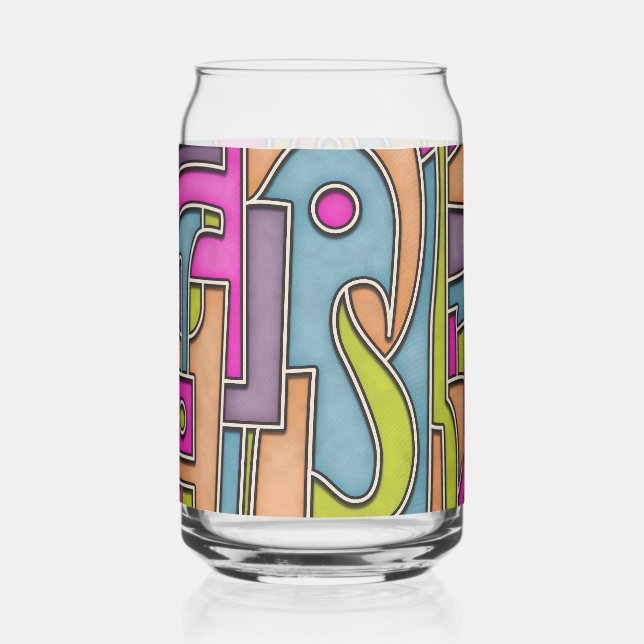 Colourful 60s Mod Geometric Abstract Can Glass (Back)