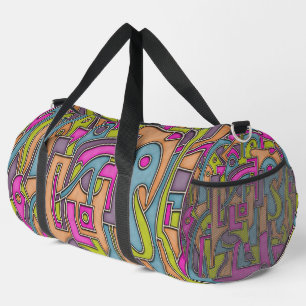 Colourful 60s Mod Geometric Abstract Duffle Bag
