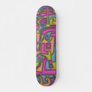 Colourful 60s Mod Geometric Abstract Skateboard