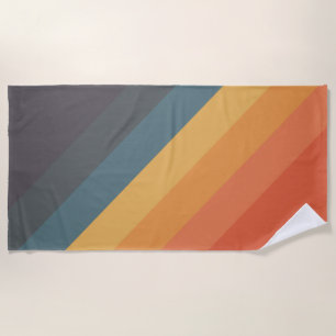 Colourful 70s 80s Retro Striped Stripes Beach Towel