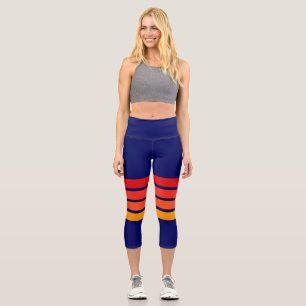 Colourful 70s 80s Retro Striped Stripes Capri Leggings