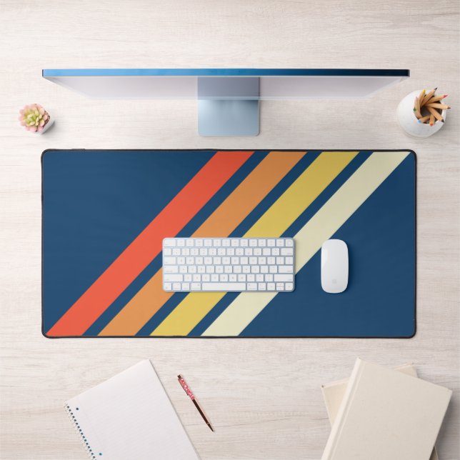 Colourful 70s 80s Retro Striped Stripes Desk Mat (Office 1)