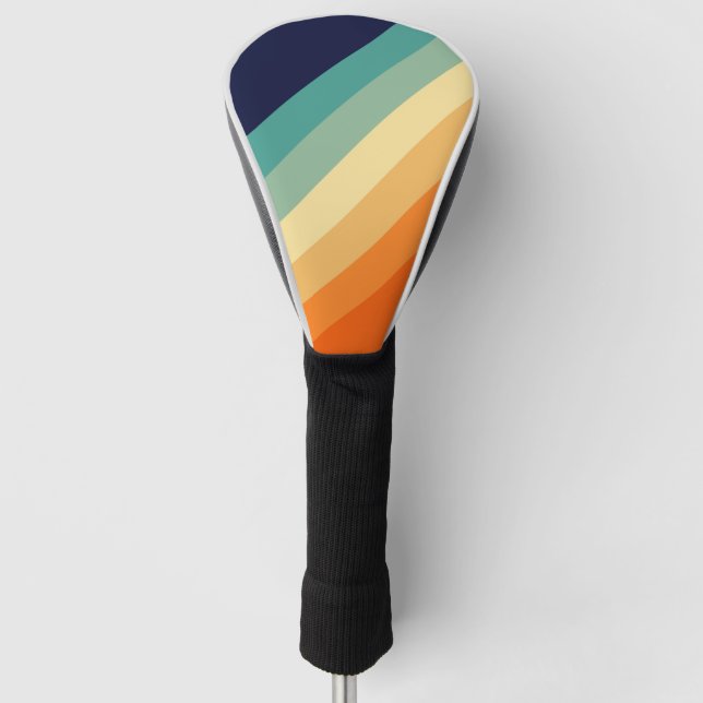 Colourful 70s 80s Retro Striped Stripes Golf Head Cover (Front)