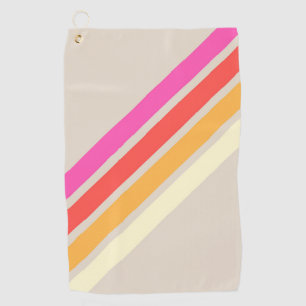 Colourful 70s 80s Retro Striped Stripes Golf Towel