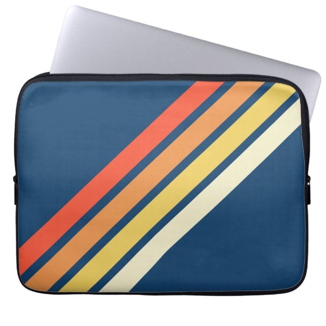 Colourful 70s 80s Retro Striped Stripes Laptop Sleeve (Front)