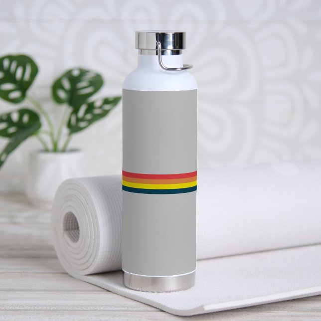 Colourful 70s 80s Retro Striped Stripes Water Bottle (Yoga)