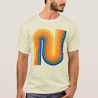 Colourful 70s Retro Style Geometric T-Shirt