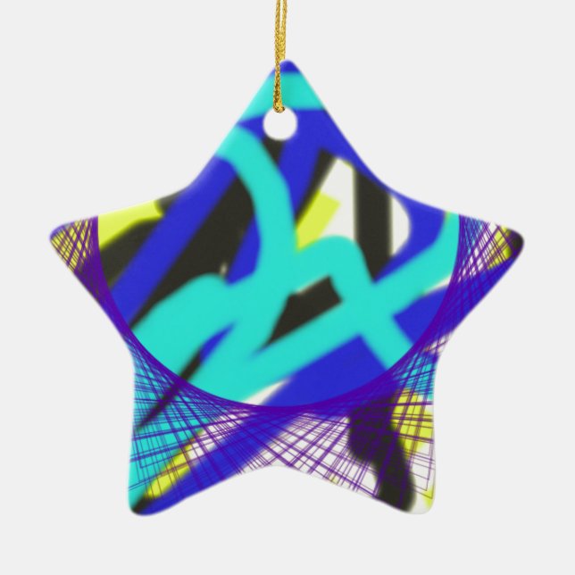 colourful 768 abstract art ceramic tree decoration (Front)