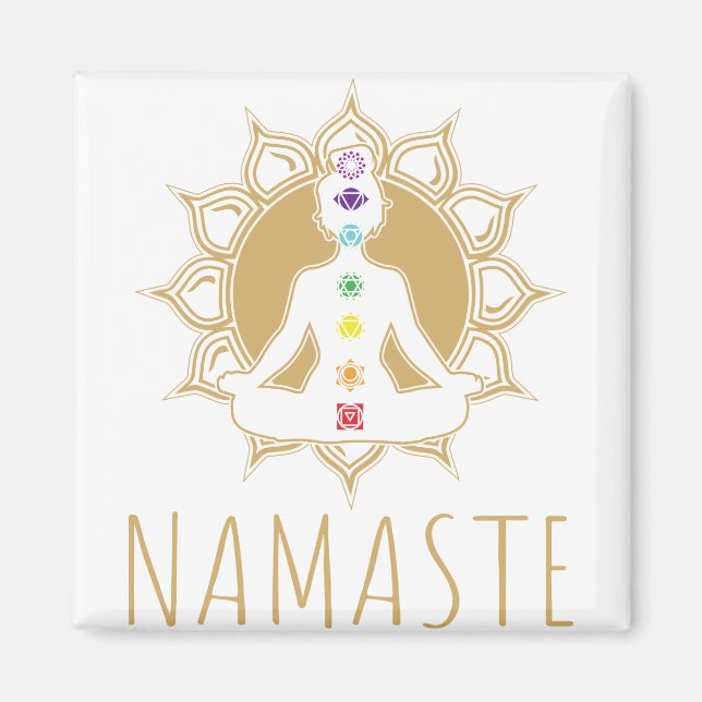 Colourful 7 Chakra Buddha Design - Mandala Lotus O Magnet (Front)