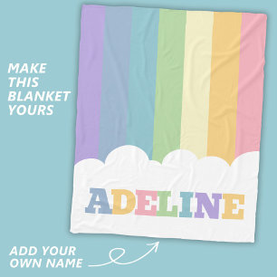 Colourful 7 letter name rainbow earth tones cloud fleece blanket