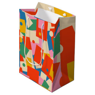 Colourful 80s Geometric Abstract Modern Pattern Medium Gift Bag