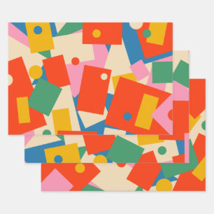 Colourful 80s Geometric Abstract Pattern Wrapping Paper Sheet