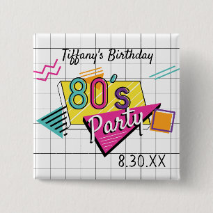 Colourful 80's Party Button