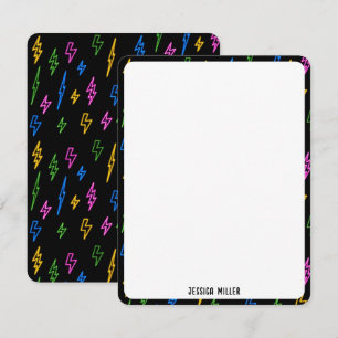 Colourful 80's Retro Neon Lightning Pattern Card