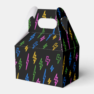 Colourful 80's Retro Neon Lightning Pattern Favour Box