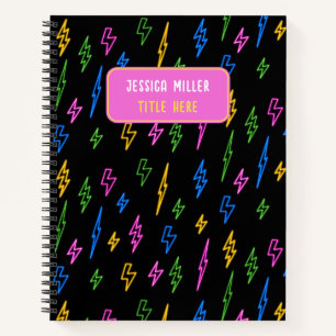 Colourful 80's Retro Neon Lightning Pattern  Notebook